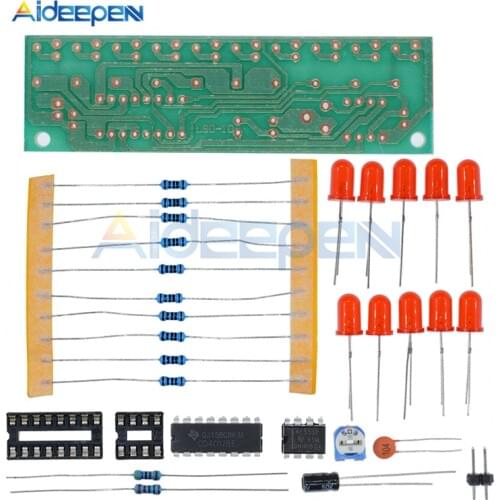 DC 3V-4.5V NE555 + CD4017 Red Blue Double Color LED Flashing Lights Kit Strobe Practice Learning DIY Kits Electronic Suite