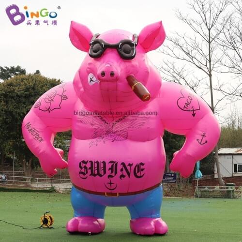 Customized 5m height giant inflatable pink pig character / large inflatable pig cartoon for decoration toys