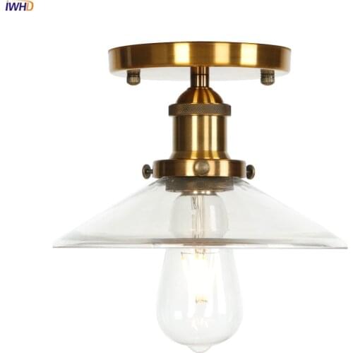 IWHD Loft Decor LED Ceiling Light Fixtures Kitchen Porch Living Room Lights Glass Vintage Ceiling Lighting Edison