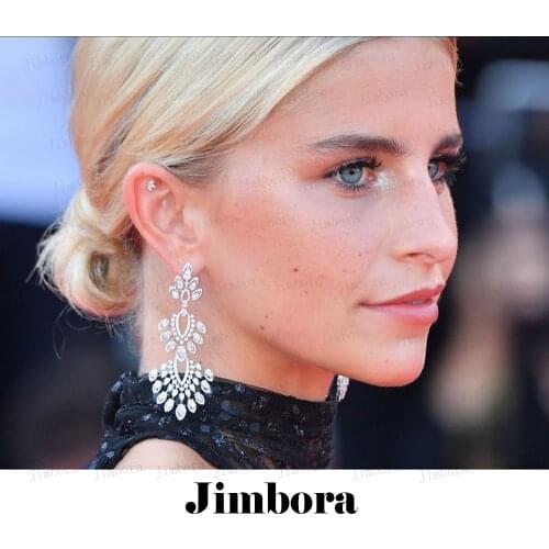 Jimbora Luxury Bridal Wedding Engagement Earrings Cubic Zirconia Firework Dangle Earrings Jewelry For Women Gift High Quality