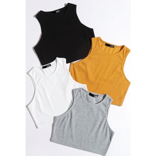4 Pieces Basic Crop Tank Tops Sleeveless Racerback Crop Sport Top for Women