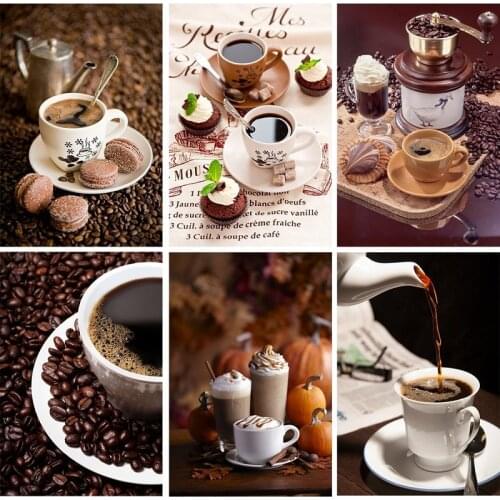 LUOVIZEM DIY 5D Diamond Painting Coffee Scenery Embroidery Cross Stitch Full Square/Round Drill Drawing Room Decor