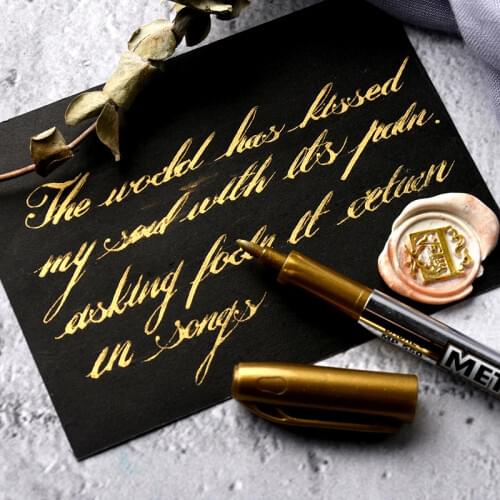 5pc 1.5mm DIY Metalic Marker Pens Permanent Paint Metal Fabric Sharpie Gold Silver Craftwork Pen Art Painting Supplies