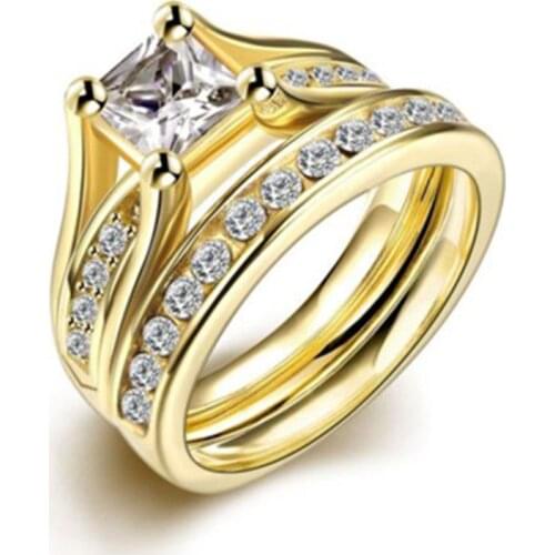 Milangirl Wedding Rings Couple Luxury Cubic Zirconia Rings Set Vintage Engagement Bands Love Godly Jewels