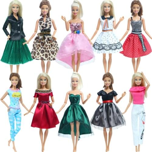 Mix 1x Lovely Mini Dress Doll Skirt Daily Casual Wear Party Gown Clothes for Barbie Doll Accessories Kids Girl DIY House Toys