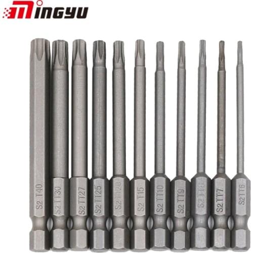1/4 Inch Shank Tamper Proof Security Torx Screwdriver Bit Set 50mm 65mm 100mm Long Magnetic Screw Driver Star With Hole Bits