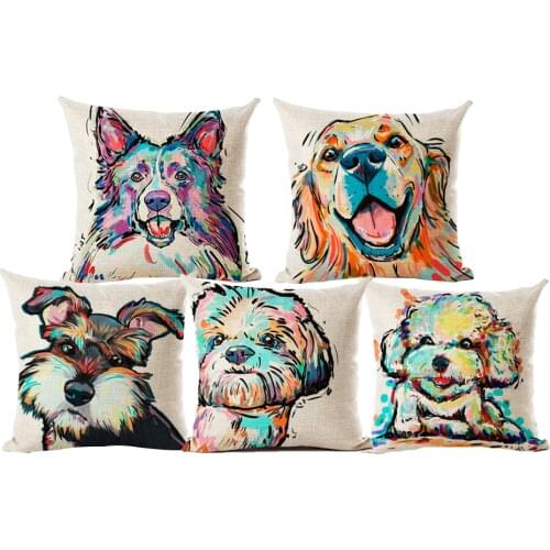 Animal cushion cover Watercolor Dog children Decorative Cushion Covers for Sofa Throw Pillow Car Chair Home Decor Pillow Case