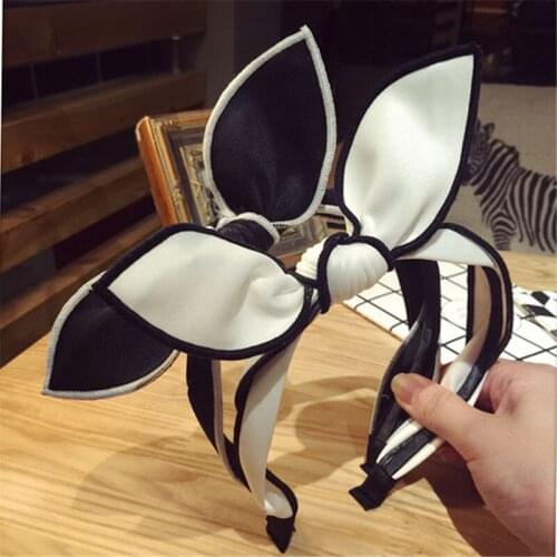 New Solid Color Bow Hair Scarf Sweet Bunny Ears Head Bands For Women Perfect Quality Fashion Wild Cloth Headdress