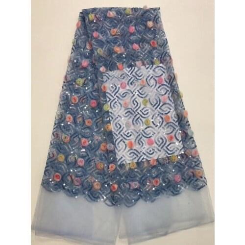 Regular sequin embroidery with exquisite 3D small flower French tulle lace African lace fabric skirt design fabric