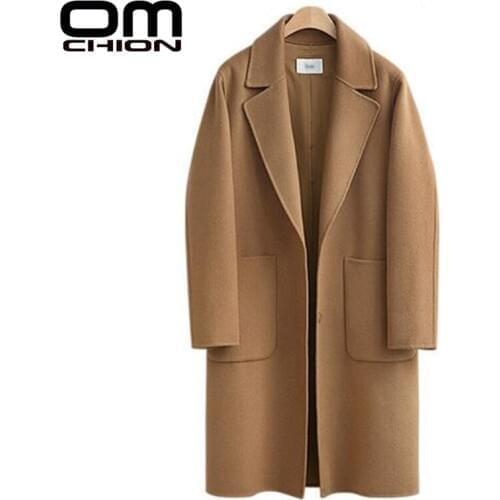 OMCHION Winter Jacket Women High Quality Loose Elegant Single Breasted Woolen Coat Casual Oversize Outwear Plus Size 5XL LMJ118