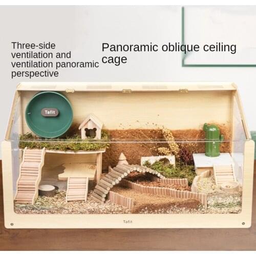 High Transparent Acrylic Inclined Top Panoramic Hamster Cage Golden Bear Dwarf Rat Small Animal Cage Oversized Hamster Villa