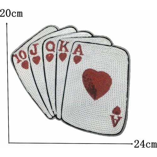 2 Pieces/lot Sequins Poker Patches Iron on Clothes T-shirt Stickers 24 x 20 cm DIY Sewing Accessories Garment Sequined Applique