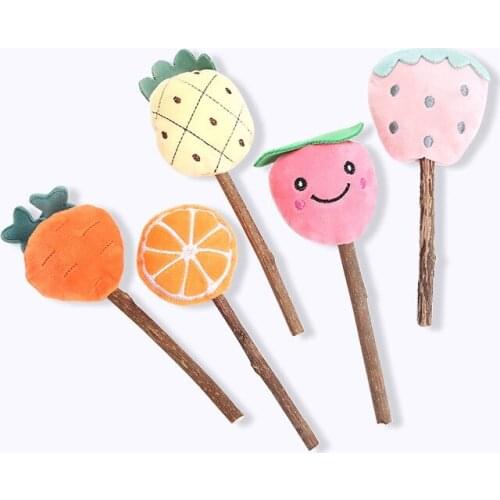 Plush Cat Toy Cartoon Fruits Wooden Colorful Interactive Catnip Cat Training Toy Pet Supplies Products Toy for Cats Kitten