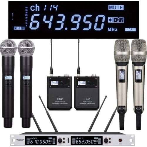 Professional EM6000 SM58 Digital Wireless Microphone System Beta87 Dual Channel SKM6000 4 Antenna True Diversity 400m Range
