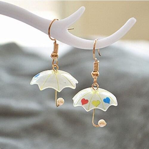 Transparent For Girls Women Creative Colorful Ethnic Style Fashion Jewelry Umbrella Dangle Earrings Simulated-pearl