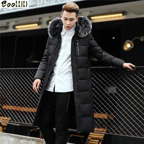 Boollili Down Jacket Men Korean Plus Size Winter Coat Men Long White Duck Down Puffer Jacket Men Warm Casaco