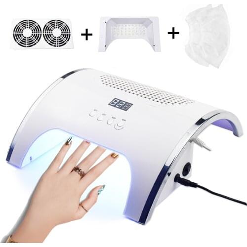 80W 2 In 1 Strong Vacuum Nail Suction Duct Collector With UV LED Nail Lamp and 2 Fan Vacuum Cleaner For Manicure Tool