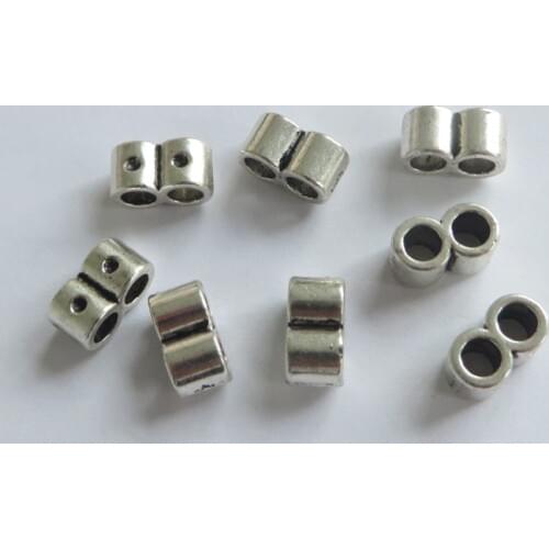 30pcs Antique Silver Color 3mm 2-Strands Spacer Separator Slider Beads For Bracelet Making Jewelry Findings