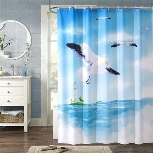 Seagull 3D Printed Polyester Thickening Shower Curtain Bathroom Bath Curtains Easy Clean Shower Curtain Water Proof 1.8*1.8m