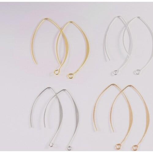 20pcs Gold Silver Rhodium Copper French V-shaped Earring Hooks Findings Ear Hook Wire Settings Base Settings For Jewelry Making