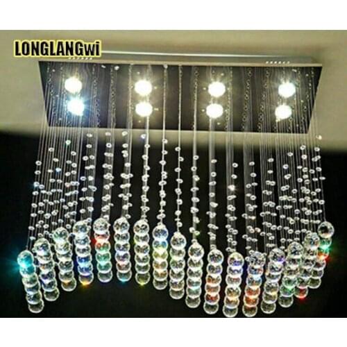 Modern Rectangular LED K9 Crystal Chandeliers Wave Crystal Light Bar Restaurant Living Room Lights Chandelier lighting