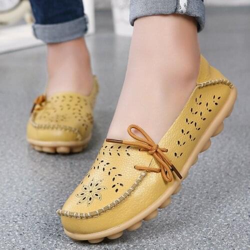 Soft Leather Casual Women Shoes Breathable Round Pointed Womens Flats Comfortable Pregnant Nurse Working Shoes 20 Colors PW017