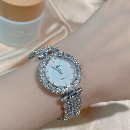 Luxury watch womens 2021 new light luxury temperament simple zircon small round dial top high-end fashion womens Watch