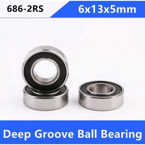 100pcs/lot 686RS 686-2RS 686 RS 2RS ball bearing 6x13x5 mm deep groove ball bearings Miniature Mini bearing 6*13*5mm