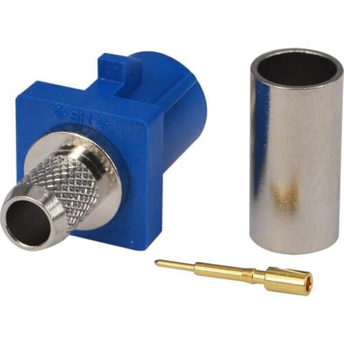 100 PCS Car GPS DAB Radio Antenna Connector Fakra C Blue/5005 Male Plug Connector Crimp for Cable RG58 LMR195 Navigation