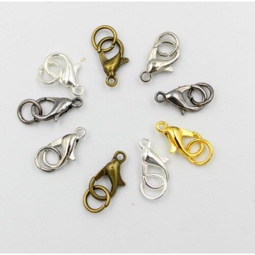 100pcs Lobster Clasp+200pcs jump rings 12mm Lobster Claw Clasp 5/6/7mm Jump Rings Jewelry Finding Connectors DIY Jewelry Making