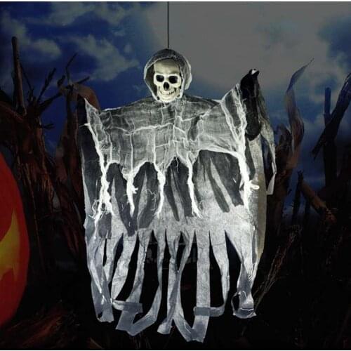 100cm High Creepy Cloak Skeleton Face Halloween Hanging Death Decoration Horror Prank House Halloween Easter Props Supplies