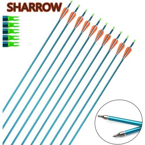 12Pcs 30" Spine 500 Archery Aluminum Arrow With 3" Rubber Vanes Arrows For Outdoor Shooting Practice Sports Training Accessories