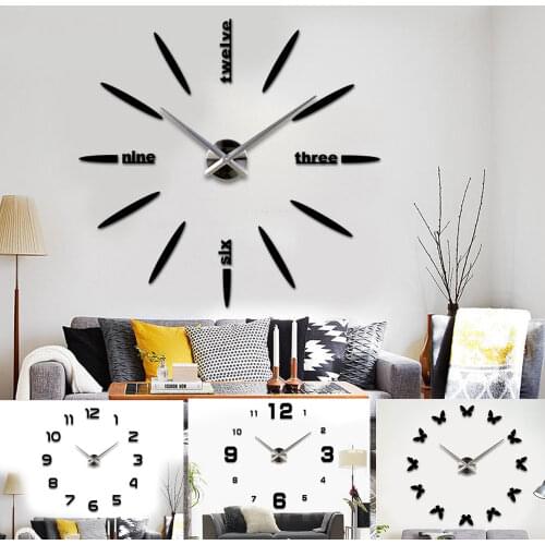 2018 Free Shipping New Clock Watch Wall Clocks Horloge 3d Diy Acrylic Mirror Stickers Home Decoration Living Room Quartz Needle