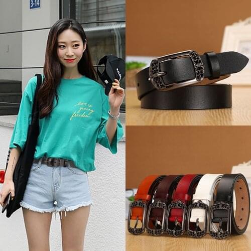 2021 Fashion Women Belt Genuine Leather Metal Belt Buckle Designer Waistband Female Luxury High Quality Brand Jeans Belt Lady