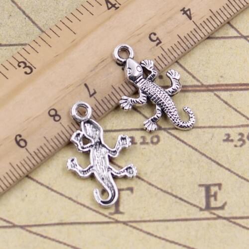 30pcs Charms Gecko Lizard 25x15mm Tibetan Bronze Silver Color Pendants Antique Jewelry Making DIY Handmade Craft For Bracelet