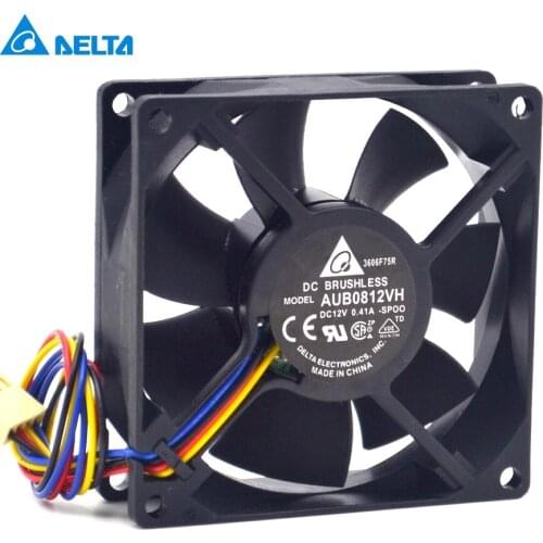 40pcs AUB0812VH 8CM 80MM 8025 8*8*2.5CM 80*80*25MM 12V 0.41A support 4-wire Pwm Tempreture control cooling fan for Delta