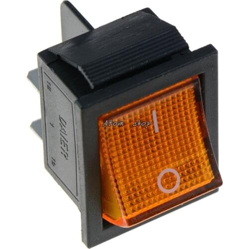 5 pcs yellow Illuminated Large On-Off Rocker Switch 16A 250V 20A 125V DPST Car Dash