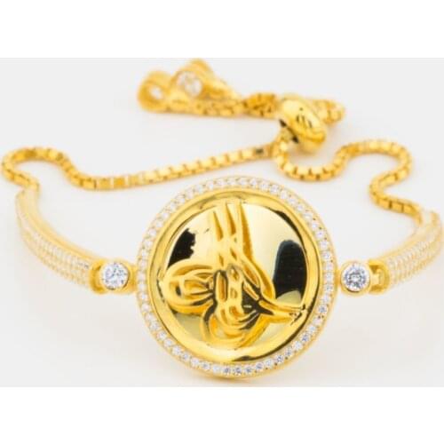 925 sterling Silver Ottoman Gold Plated Monogram With Lift Bracelet