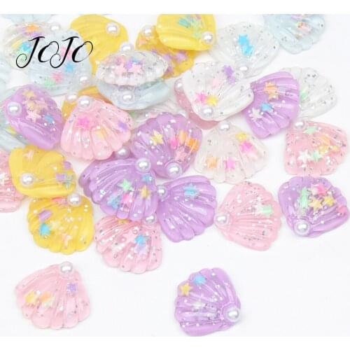 JOJO BOWS 30mm 10pcs DIY Craft Supplies Pearl Shell Planar Resin Accessories For Phone Case Sticker Handmade Apparel Decoration