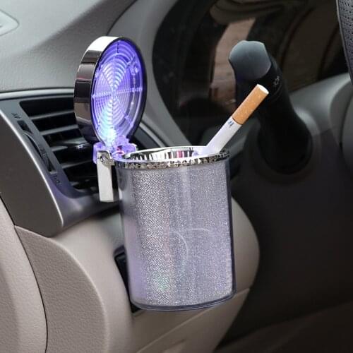 Car ashtray with LED light cigarette cigar ashtray container ashtray gas bottle smoke cup holder storage cup car supplies