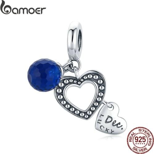 Bamoer 925 Sterling Silver Charm for Original DIY Bracelet & Bangle Vintage December Birthstone Charms Jewelry Bracelet SCC1721