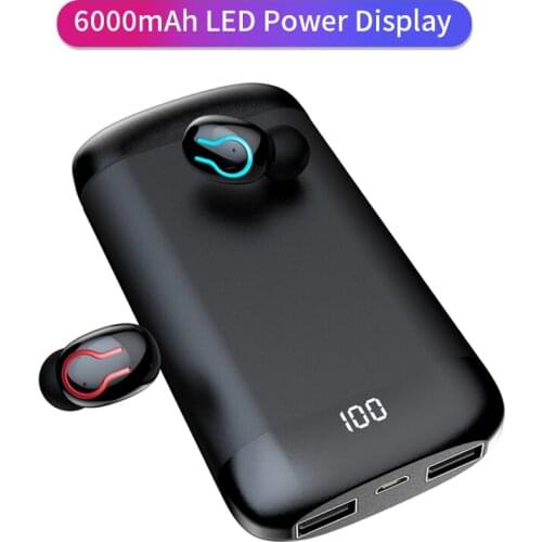 HBQ Q66 TWS Bluetooth 5.0 Earphone Wireless Headphone Sport Waterproof Stereo Earbuds With Dual Mic 6000mAh Battery Charge Case