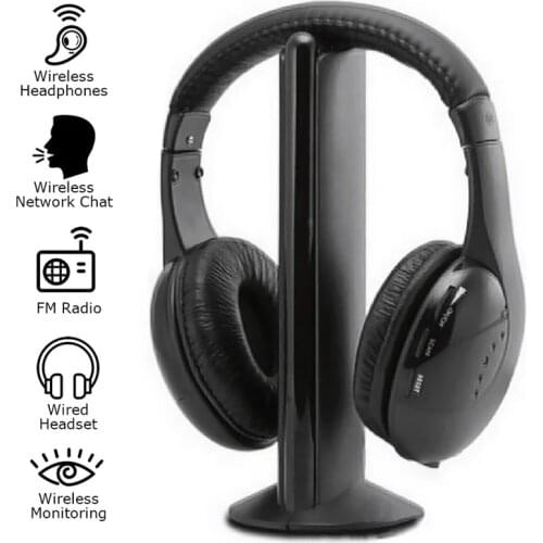 KUBITE MH2001 Wireless Headphones Transmitter On Ear Headset With FM Radio Wireless TV Headset Monitor Earphone For TV PC Smart