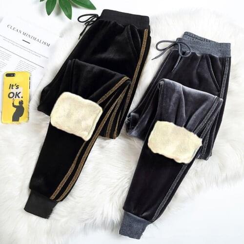 Pants For Women Winter Workout Pants Lamb Cashmere Thick Warm Plus Side Stripe Sweatpants Pants Clothes Sweatpants Joggers Women