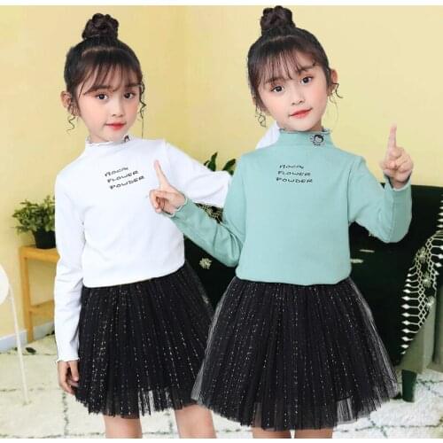 Children T-shirts Long Sleeve Spring Autumn for Girls High Collar Tees Tops Kids Undershirt Inner Wear Outfit Sweatshirt Soft