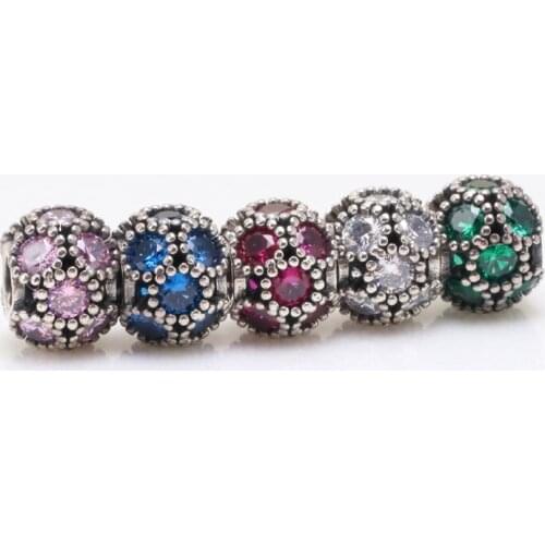 100% Authentic 925 Sterling Silver Hollow Crystal Beads Fit Original Bracelet Pendant Diy Jewelry Charms Gift