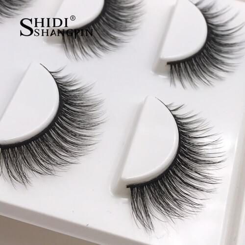 X-11 SHIDISHA 3pairs Mink Eyelashes Natural Long 3D False Eyelashes Lashes Hand Made Makeup Eyelash Extension 1cm-1.2cm