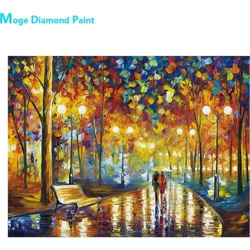 Colorful City Street Lights Night View Diamond Painting Round Full Drill DIY Mosaic Embroidery 5D Cross Stitch Scenic Pattern