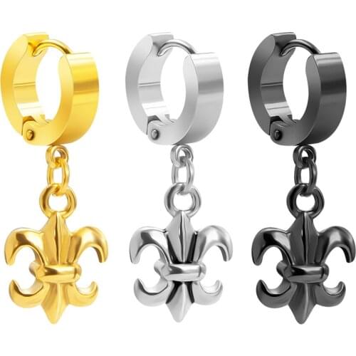 1 Pair Cool Round Earring Flower Small Hoop Earring With Pendant Circle Earring for Men Women Rock Ear Piercing