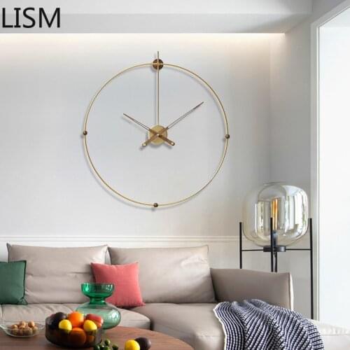 Minimalist Large Wall Clock 3d Luxury Metal Gold Art Clocks Nordic Office Living Room Wall Clock Modern Design Free Shipping New